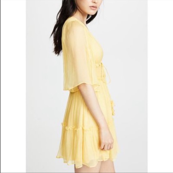 Love Sam Sayo Yellow Chiffon Mini Dress SZ L EUC - Picture 3 of 9